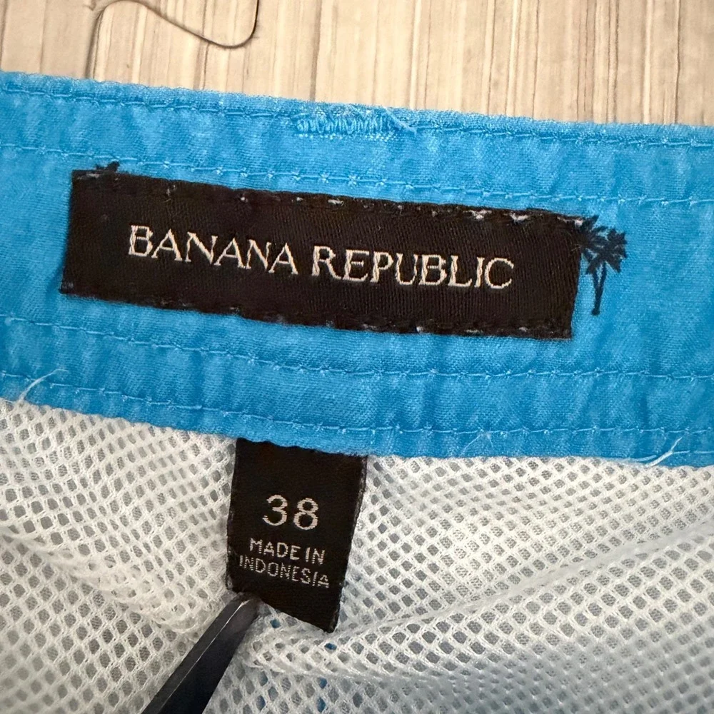 Banana Republic Board Shorts Mens 38 Blue Palm Tree Print Swim Trunks